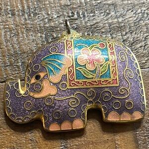 Vintage Cloissonne Colorful Elephant Pendant